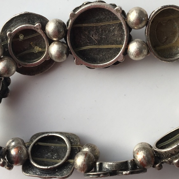 Vintage Silver and Blue Bracelet With Hearts - Picture 6 of 9